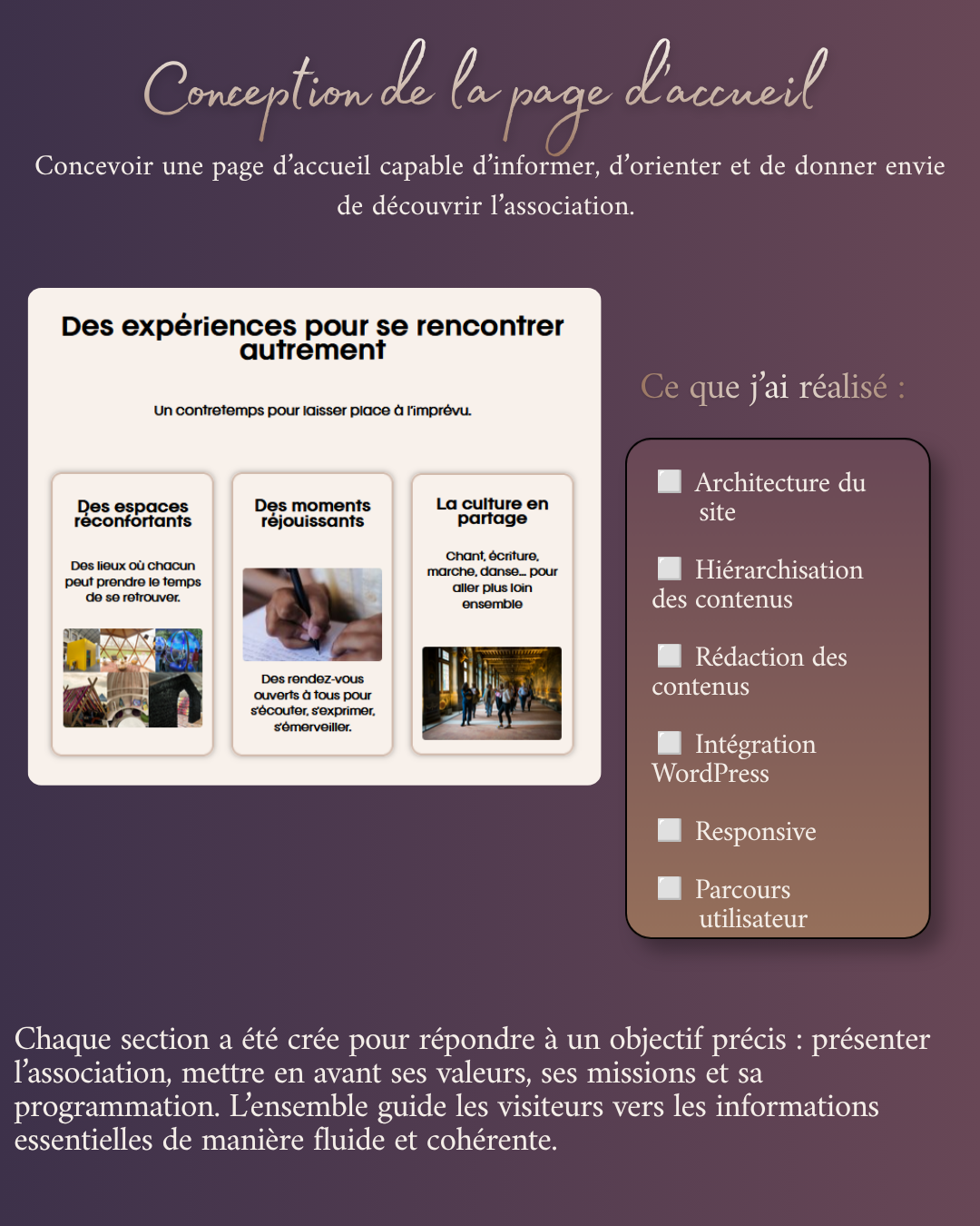 conception page accueil projet web contretemps